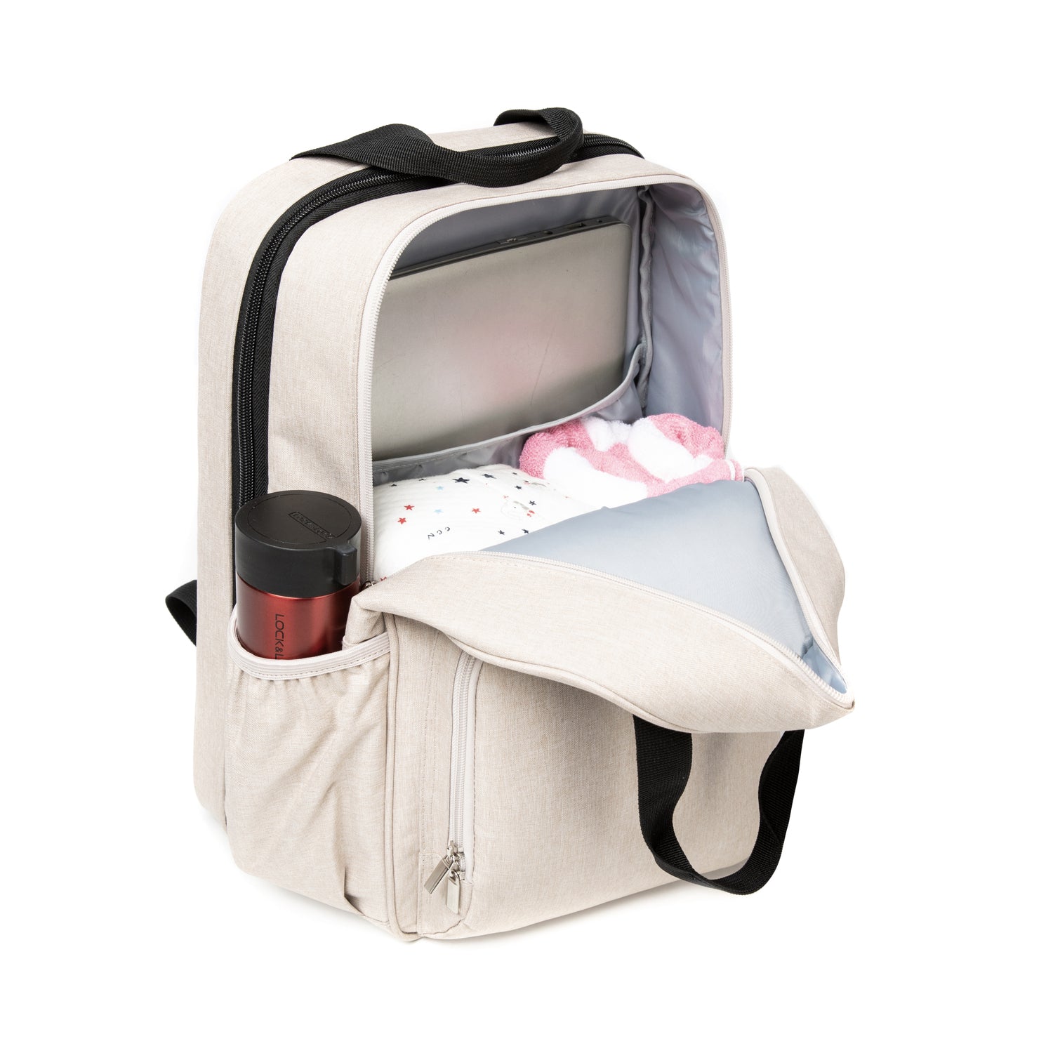 Mochila 3 Maternal En 1 Pañalera Cuna Y Mudador Portátil Beige