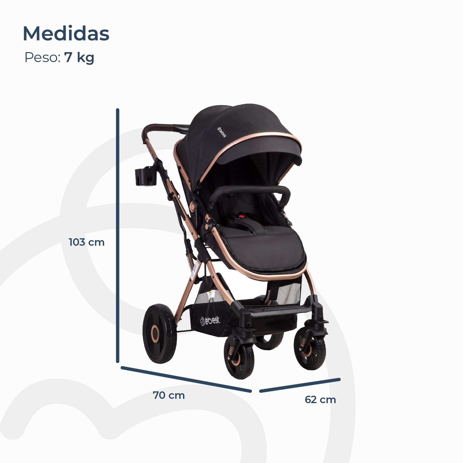 Coche Cuna Paseo Vox Gold Negro
