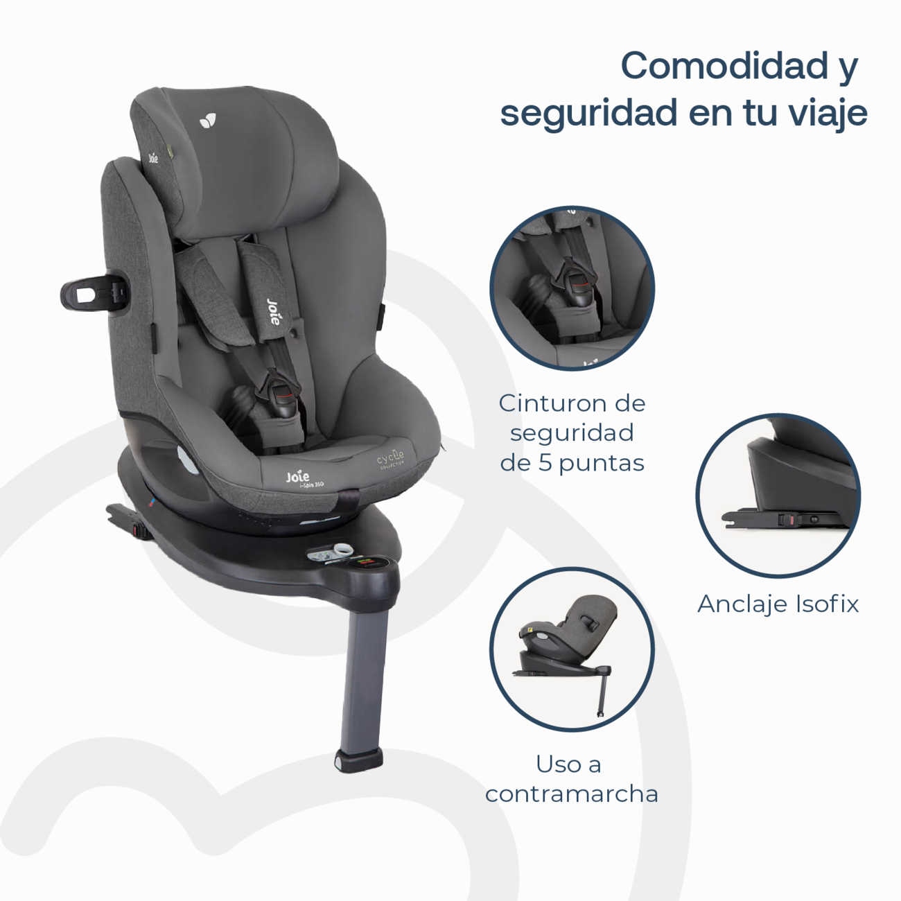 Silla de Auto Giratoria i-Spin 360 Shell Gray Joie