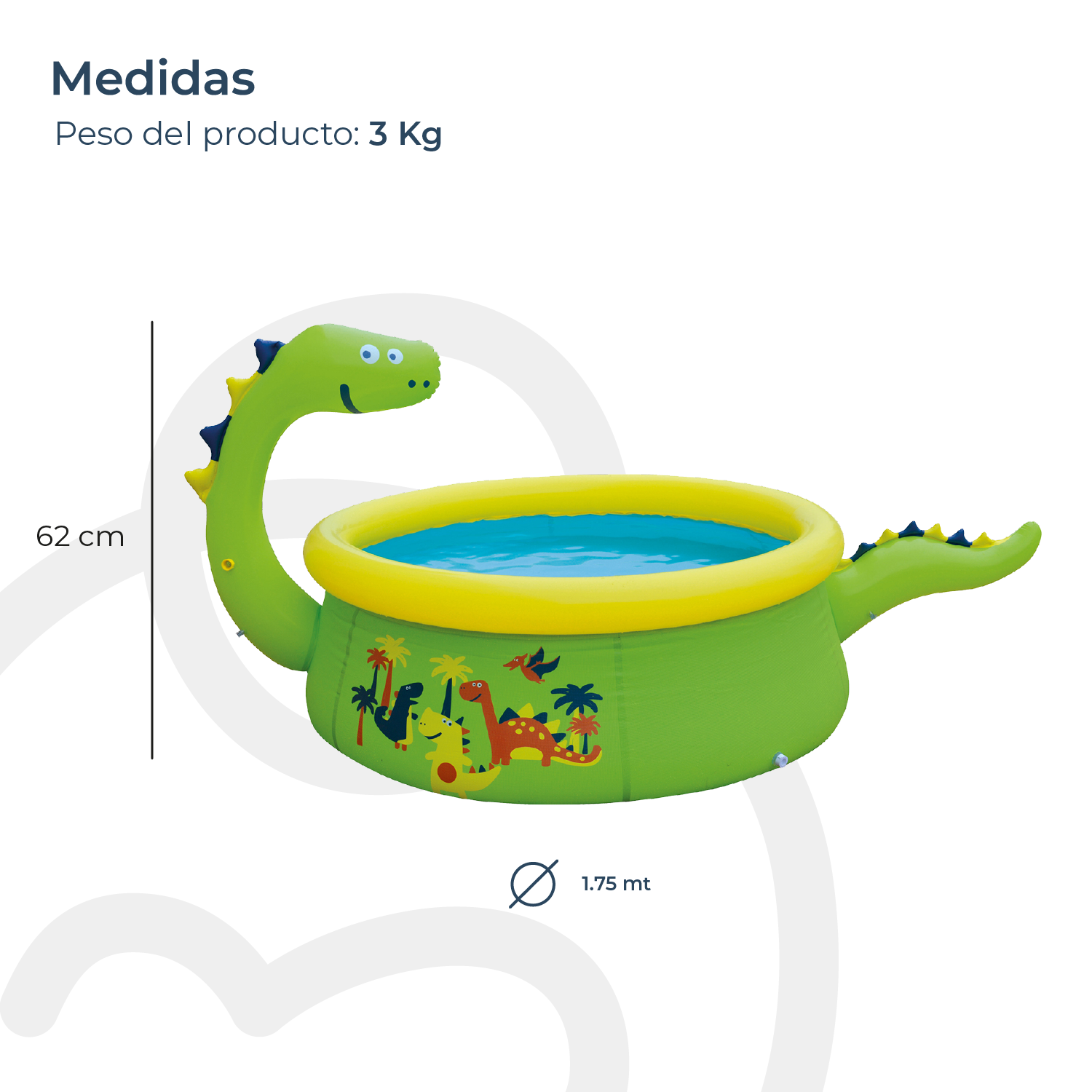 Piscina Inflable Infantil Dinosaurio Verde