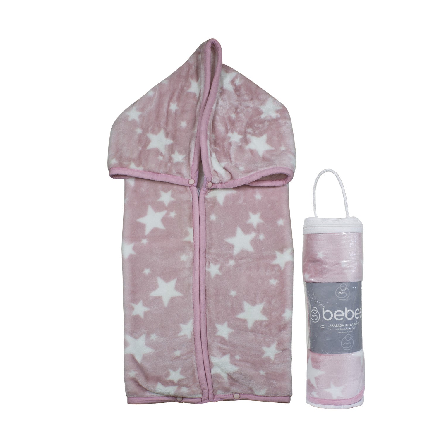 Saco con Broche Ultra Soft Estrella 80x110cm Rosado Bebesit