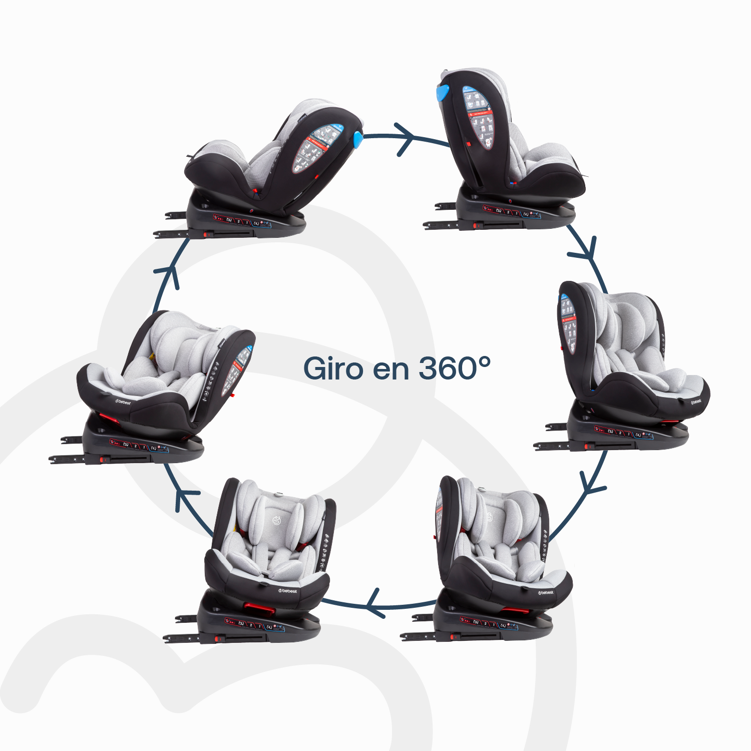 Silla de Auto Convertible 360° Isofix  Saturn Gris claro
