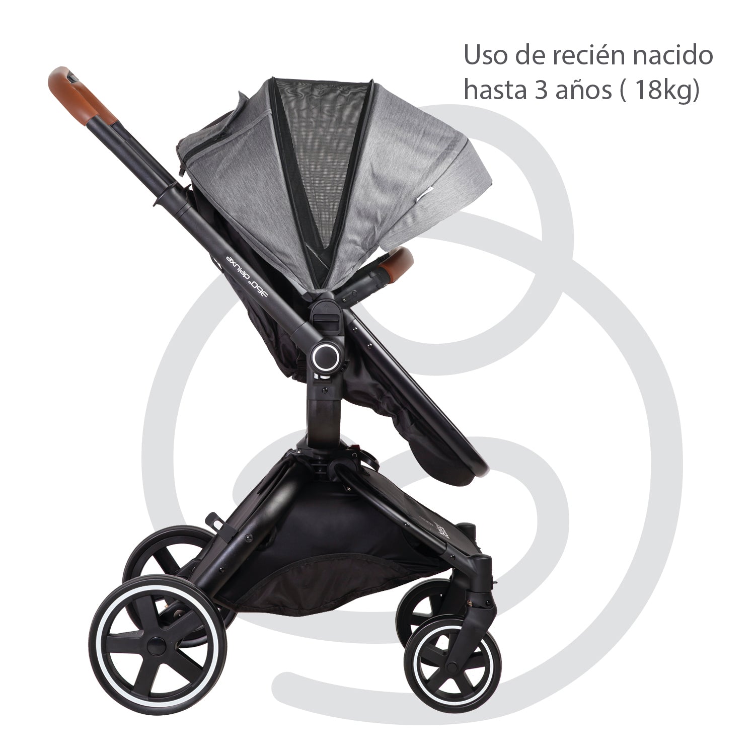 Coche Cuna travel system Deluxe 360° SX Gris
