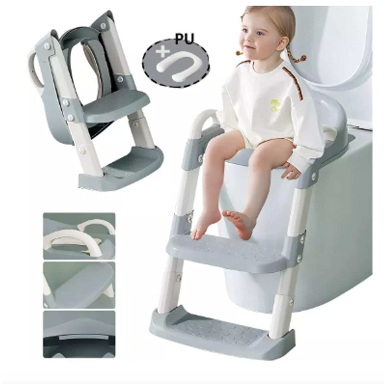 Asiento reductor con Escalera para baño entranamiento Bebe