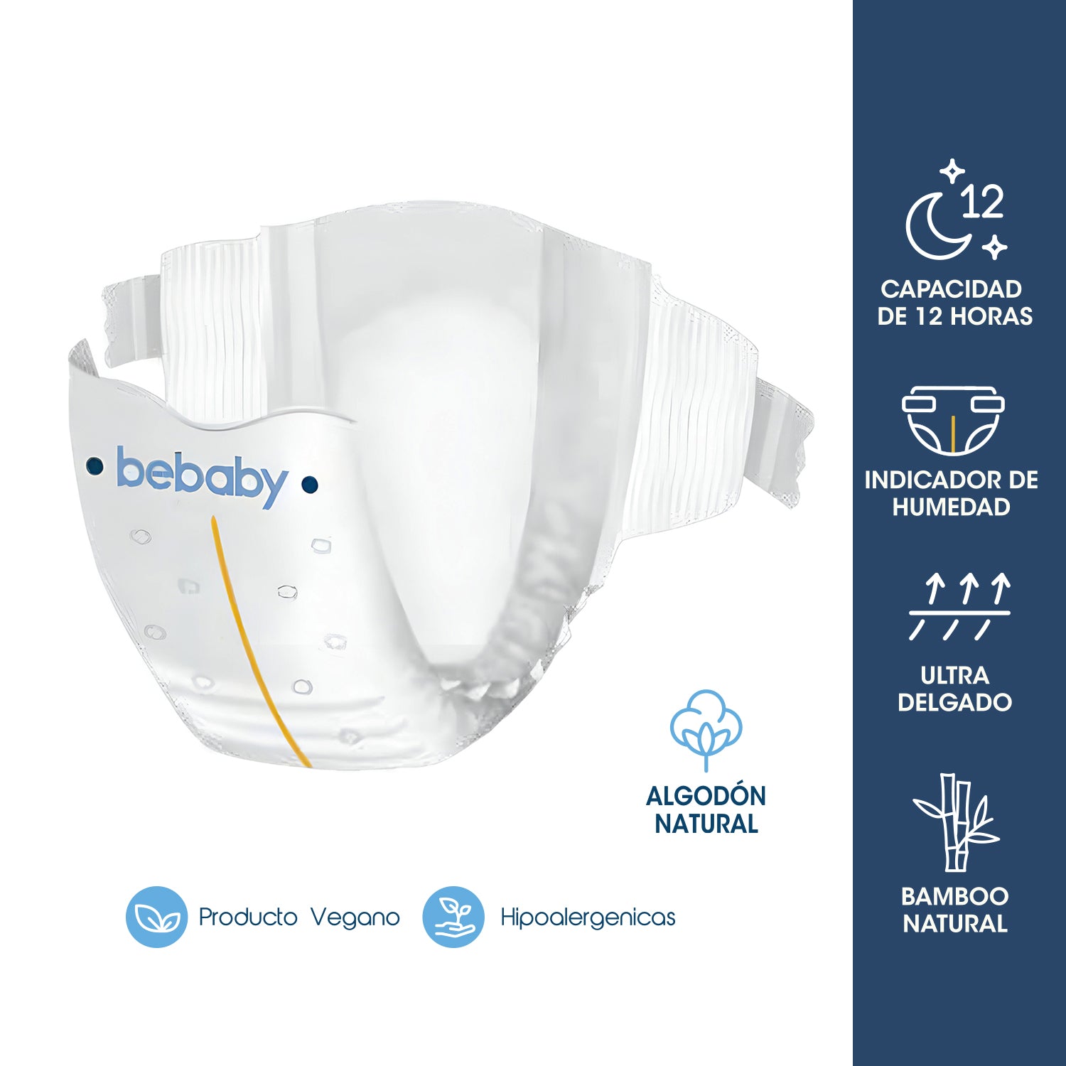 Pañales BeBaby Premium By Bebesit G 72u Hipoalergénico