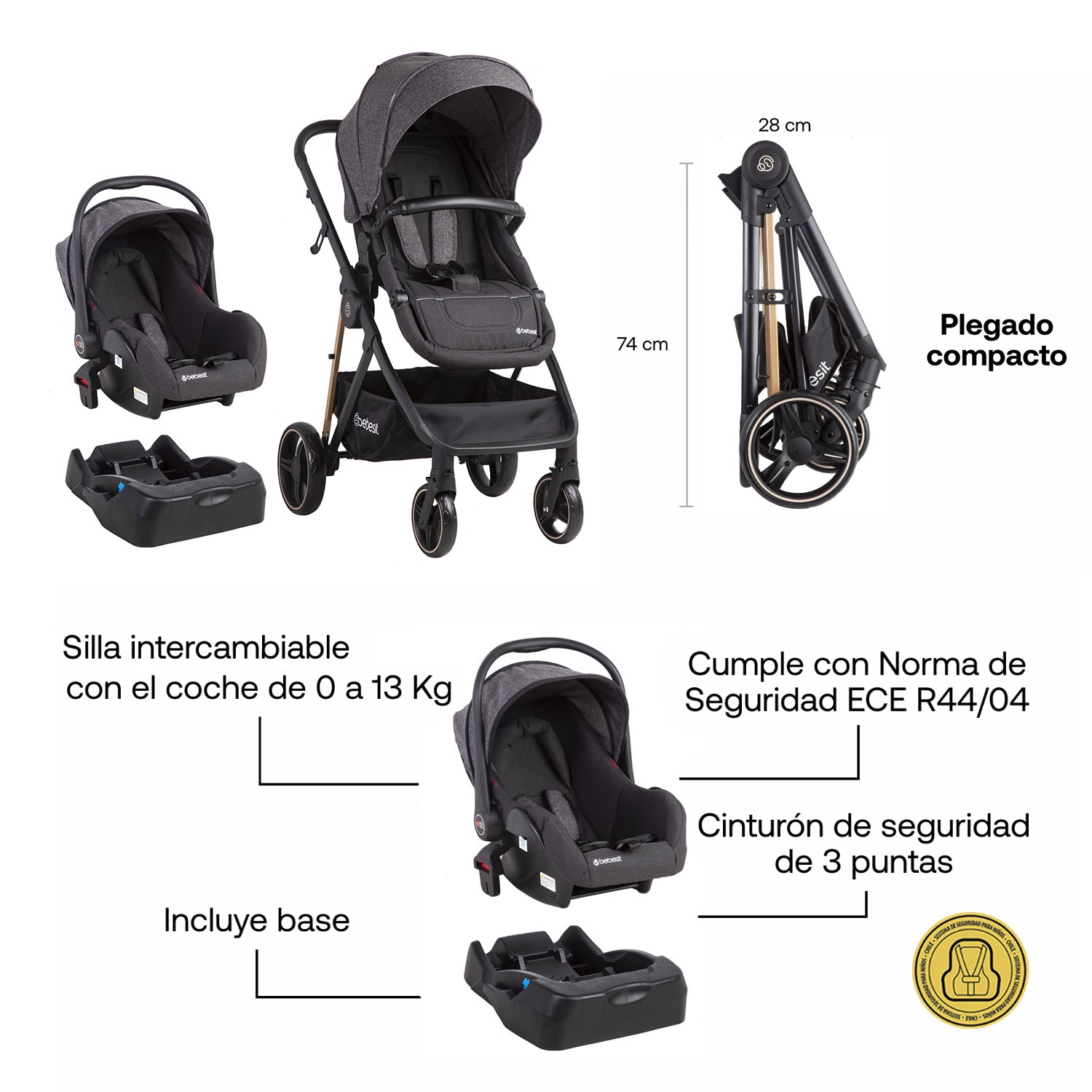 Coche Travel System Cosmos Negro