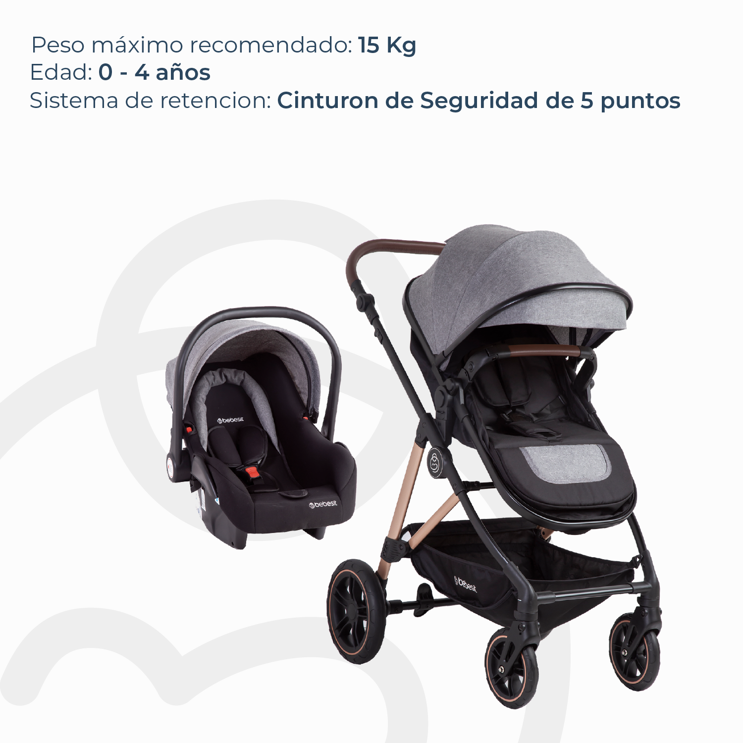 Coche Cuna travel system Neo Gris