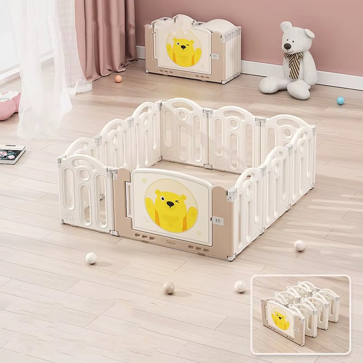 Corral de juegos didáctico + Alfombra Antigolpes 200x240x48cm