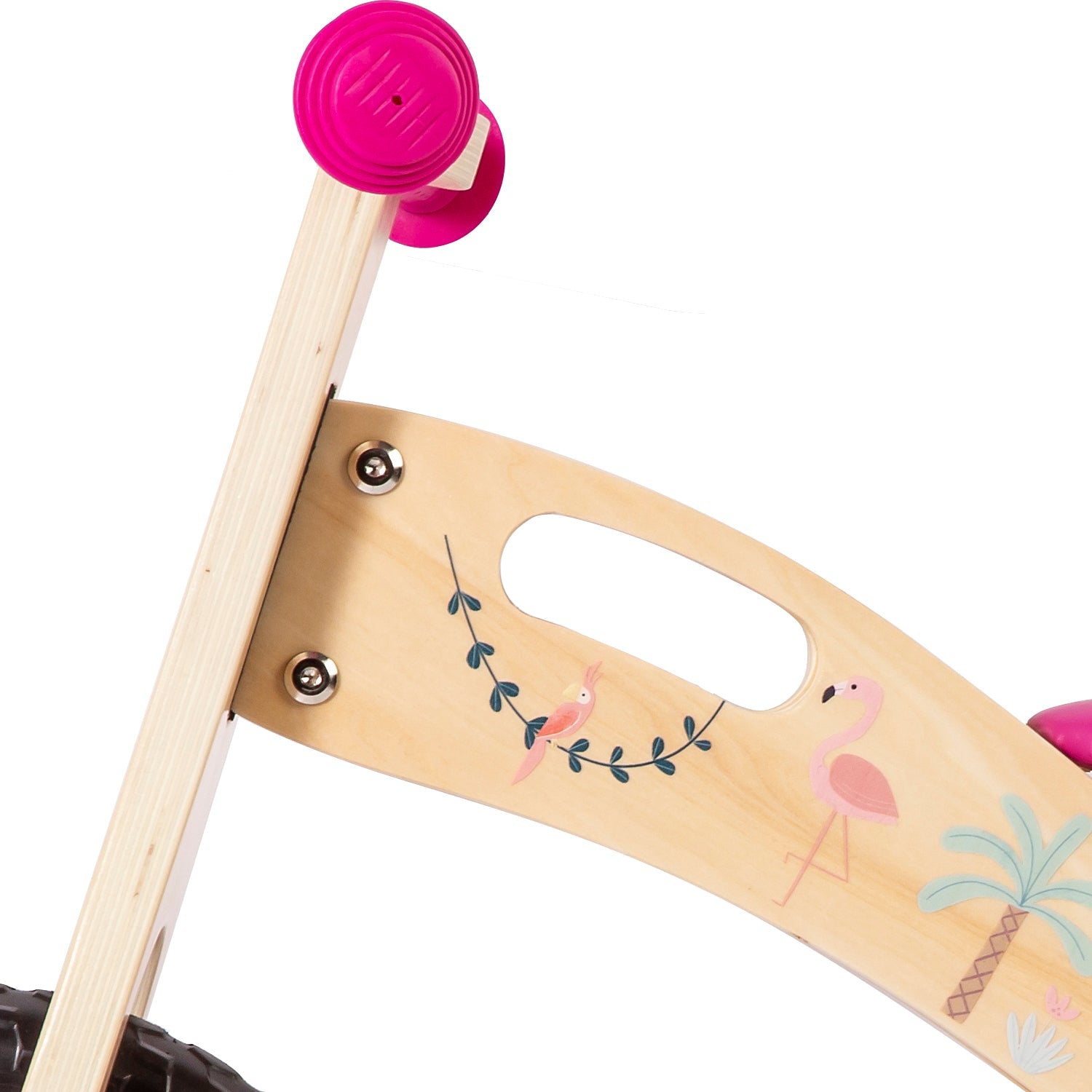 Balance Bike Bicicleta de Equilibrio Aprendizaje Madera Flamenco Rosa