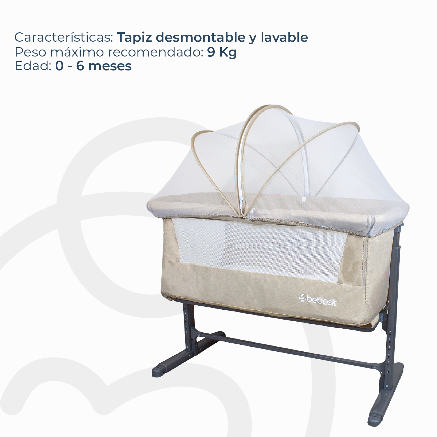 Cuna Colecho con Mosquitero MySide LX Beige Bebesit