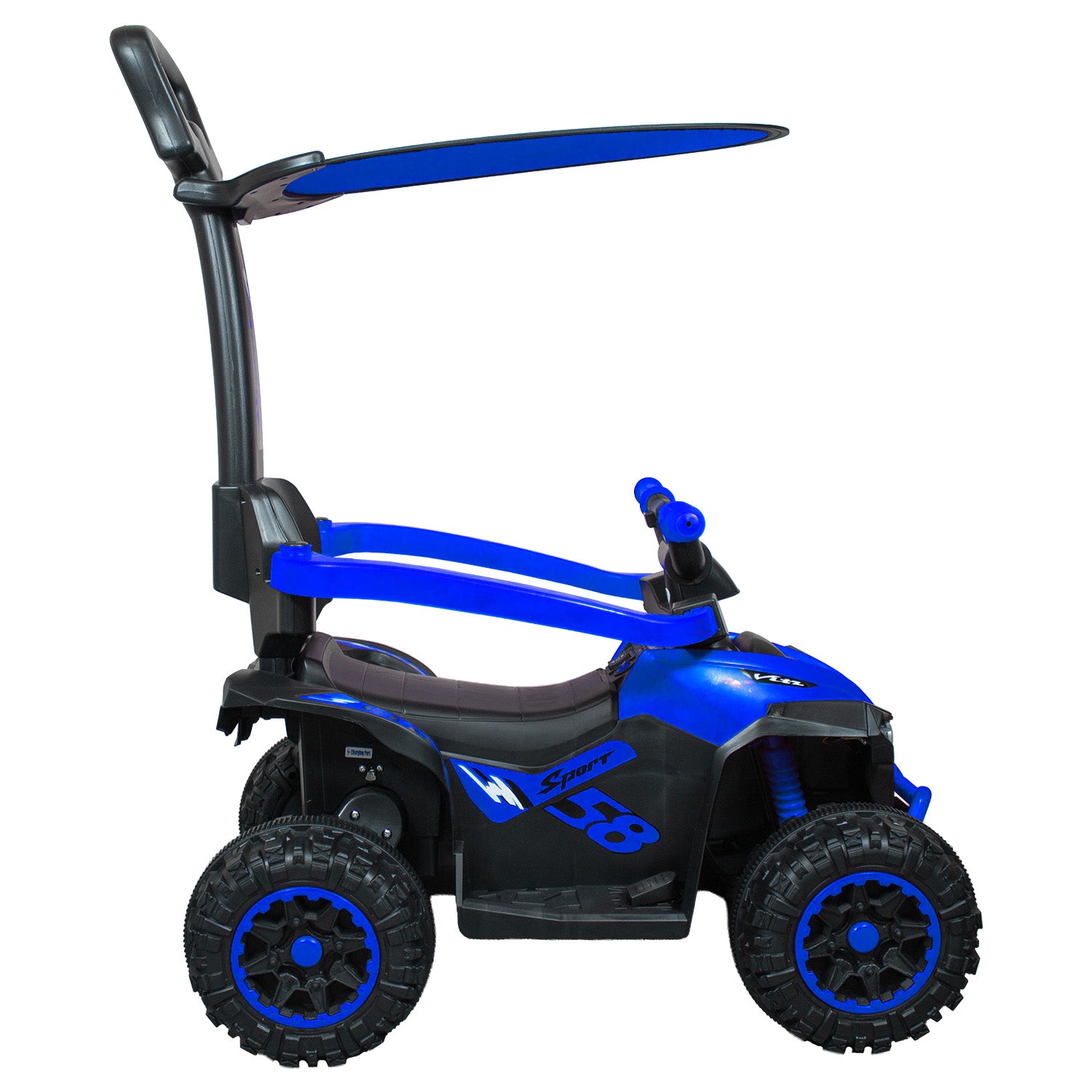 Cuatrimoto a batería con barra de empuje Push Niño Azul