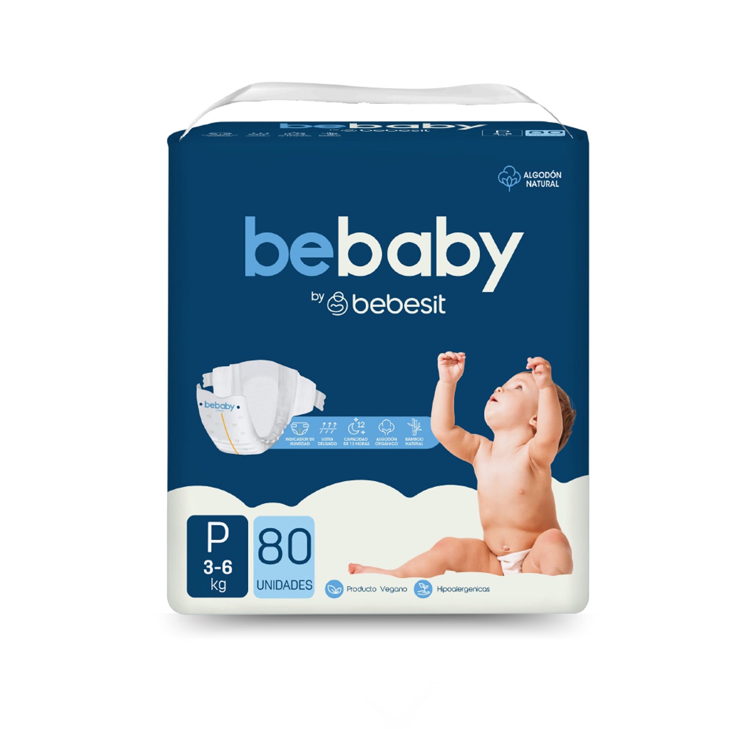 Pañales BeBaby Premium By Bebesit P 80u Hipoalergénico