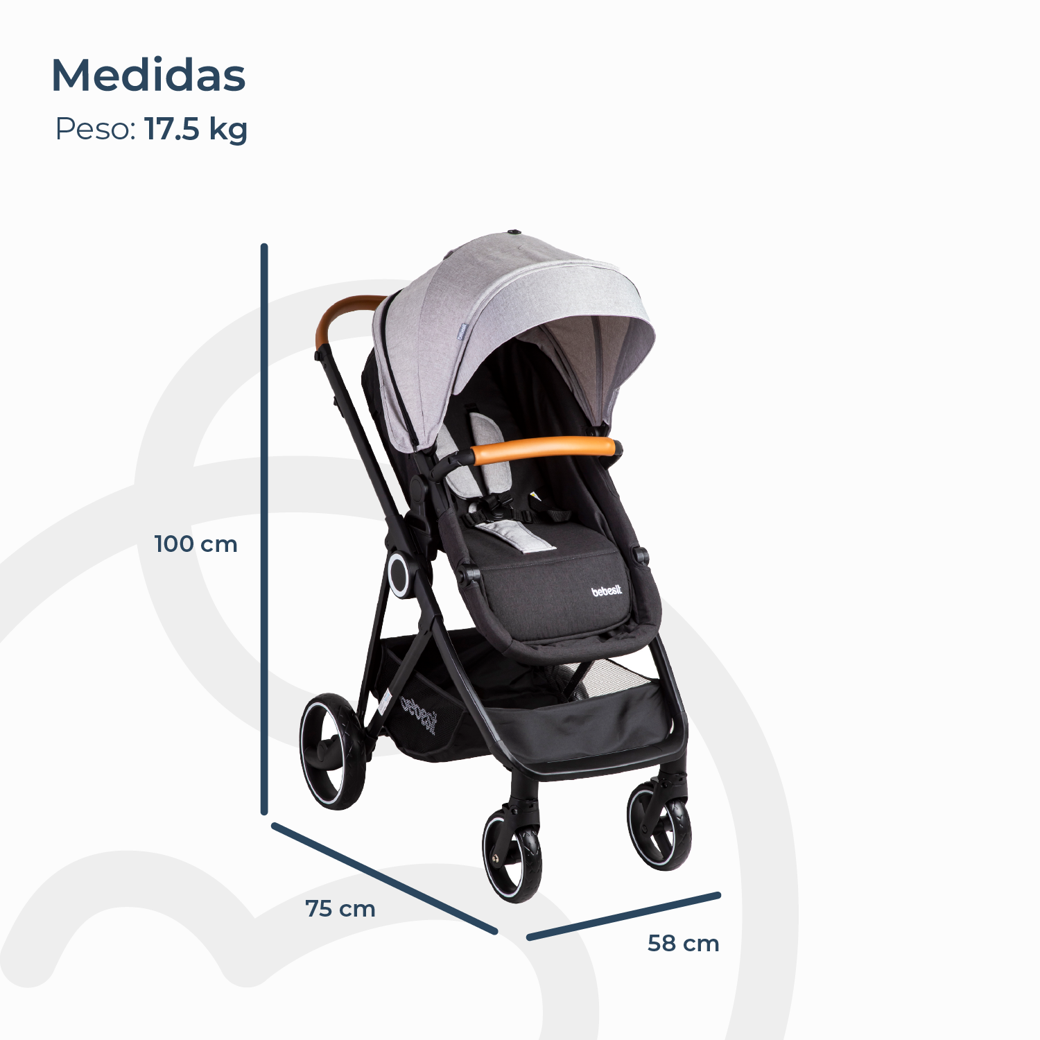 Coche Cuna travel system Cosmos Gris