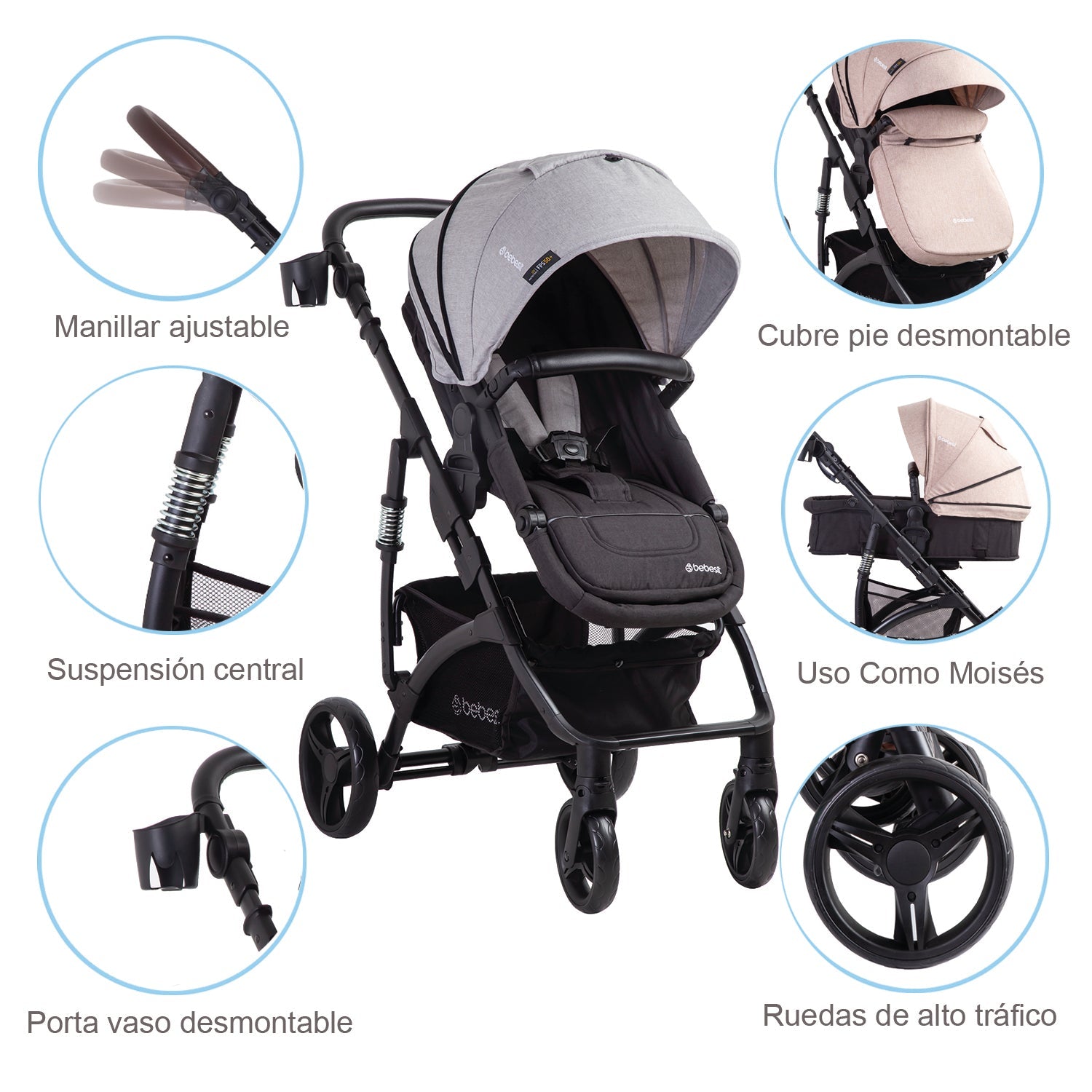 Coche Cuna travel system Explorer LX Gris