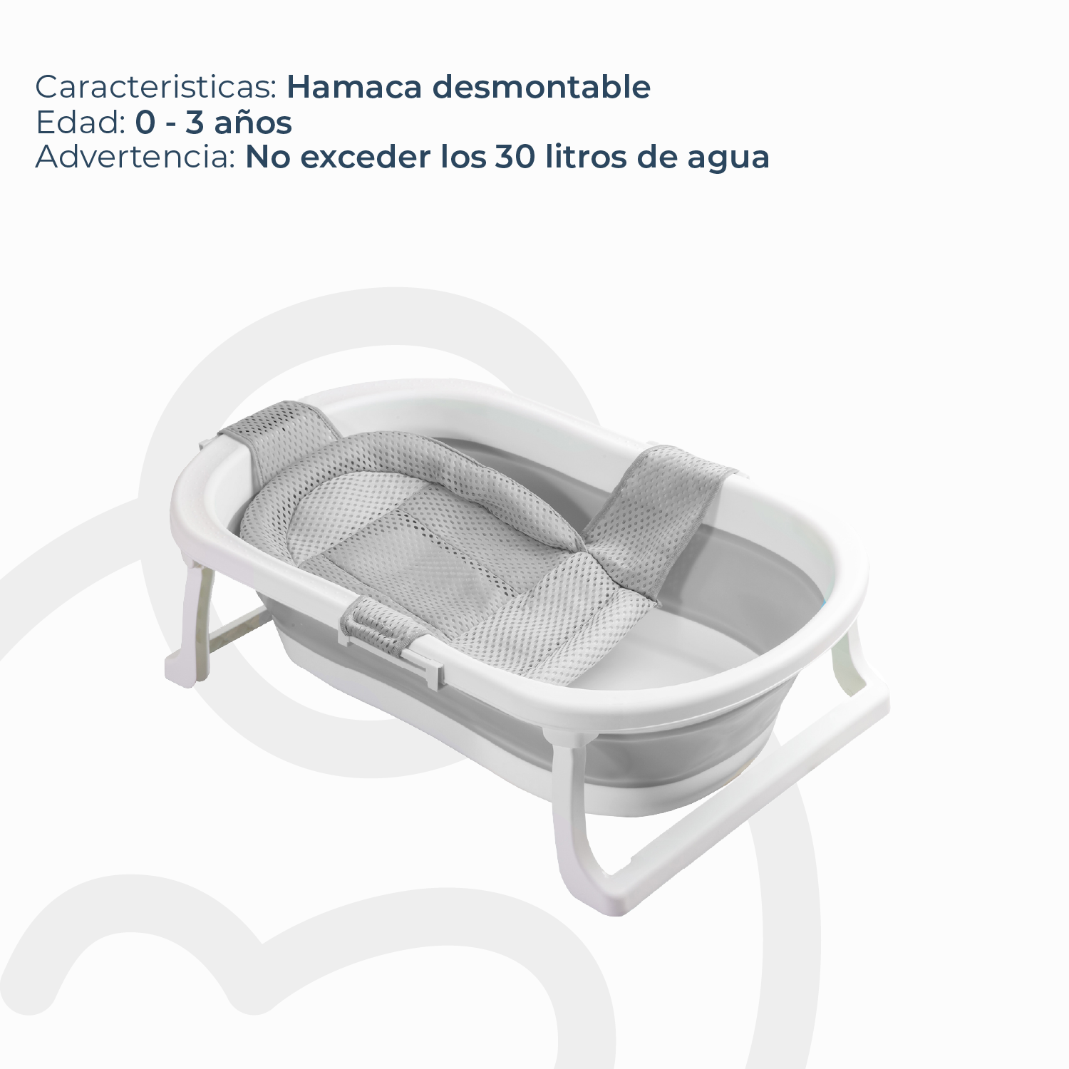 Bañera Plegable Bebe con Hamaca Jelly Gris