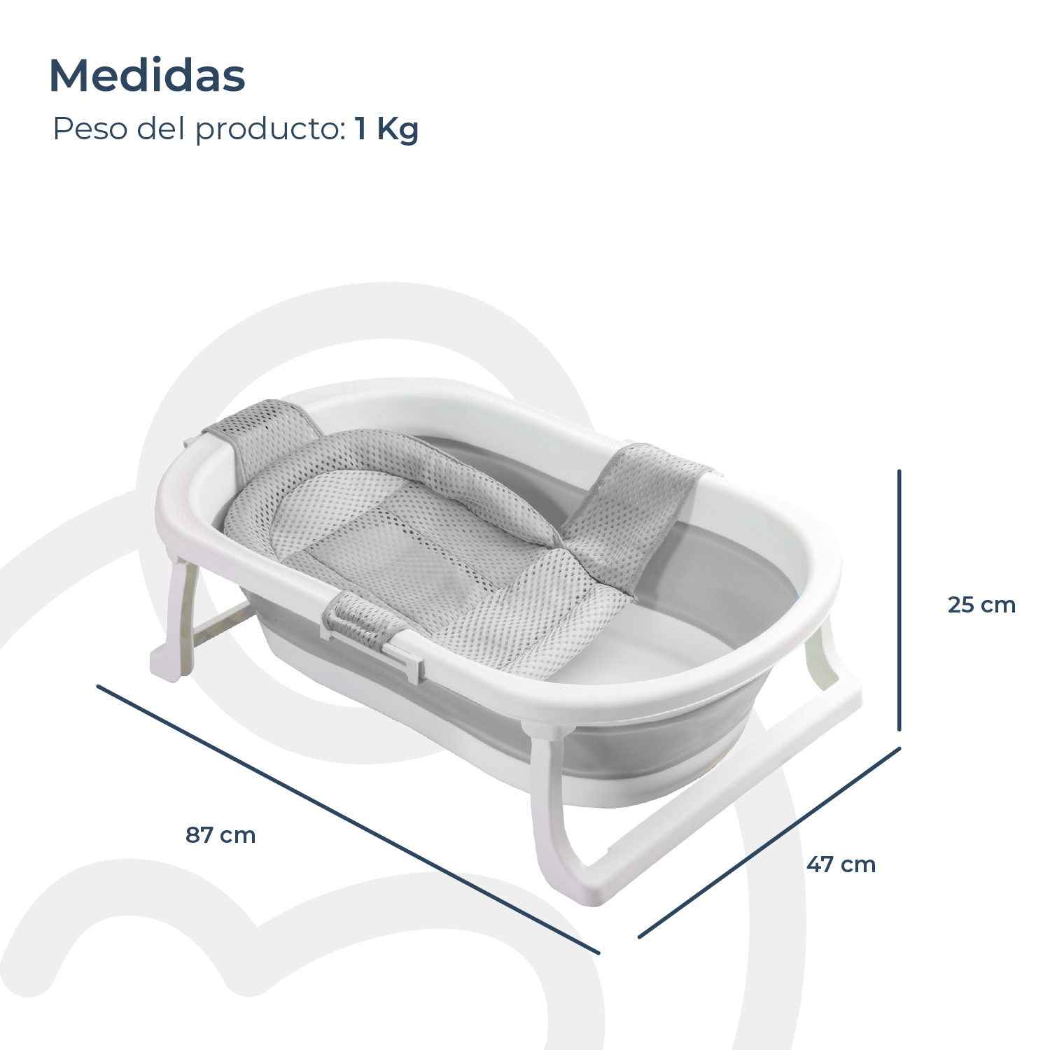 Bañera Plegable Bebe con Hamaca Jelly Gris