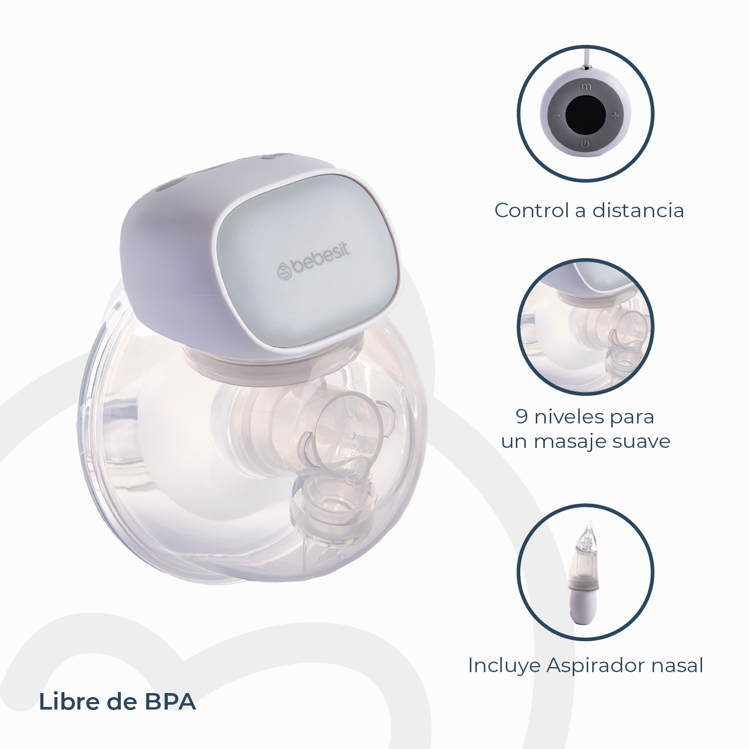 Extractor Leche Control Remoto + Aspirador Nasal + 10 Bolsas