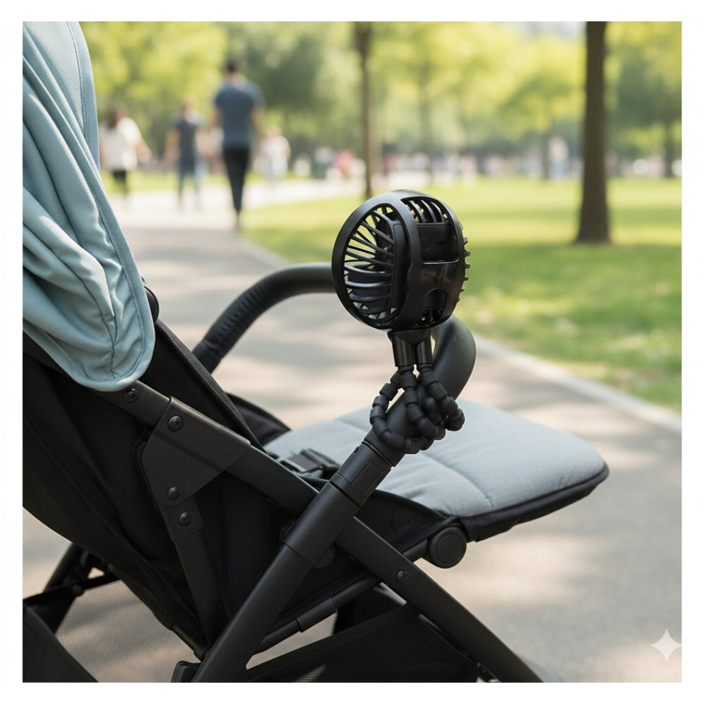 Ventilador 360 multifuncional auto coche Bebe montable