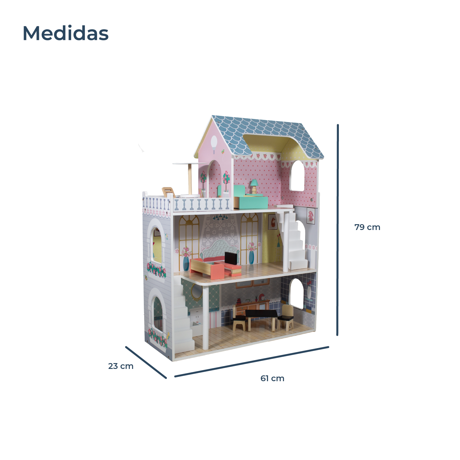 Casa de Muñecas + Muebles Madera Montessori Princesas