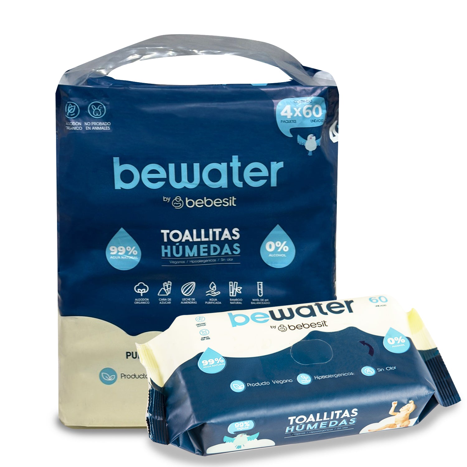 Wipes Toallitas Humedas Pack 4x60 240 unidades BeWater