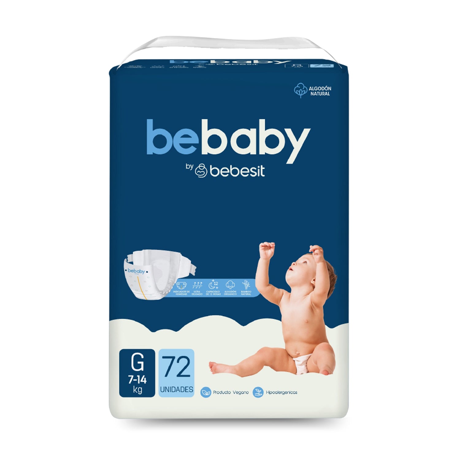 Pañales BeBaby Premium By Bebesit G 72u Hipoalergénico