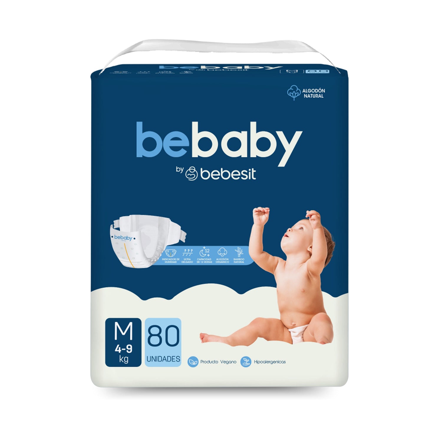 Pañales BeBaby Premium By Bebesit M 80u Hipoalergénico