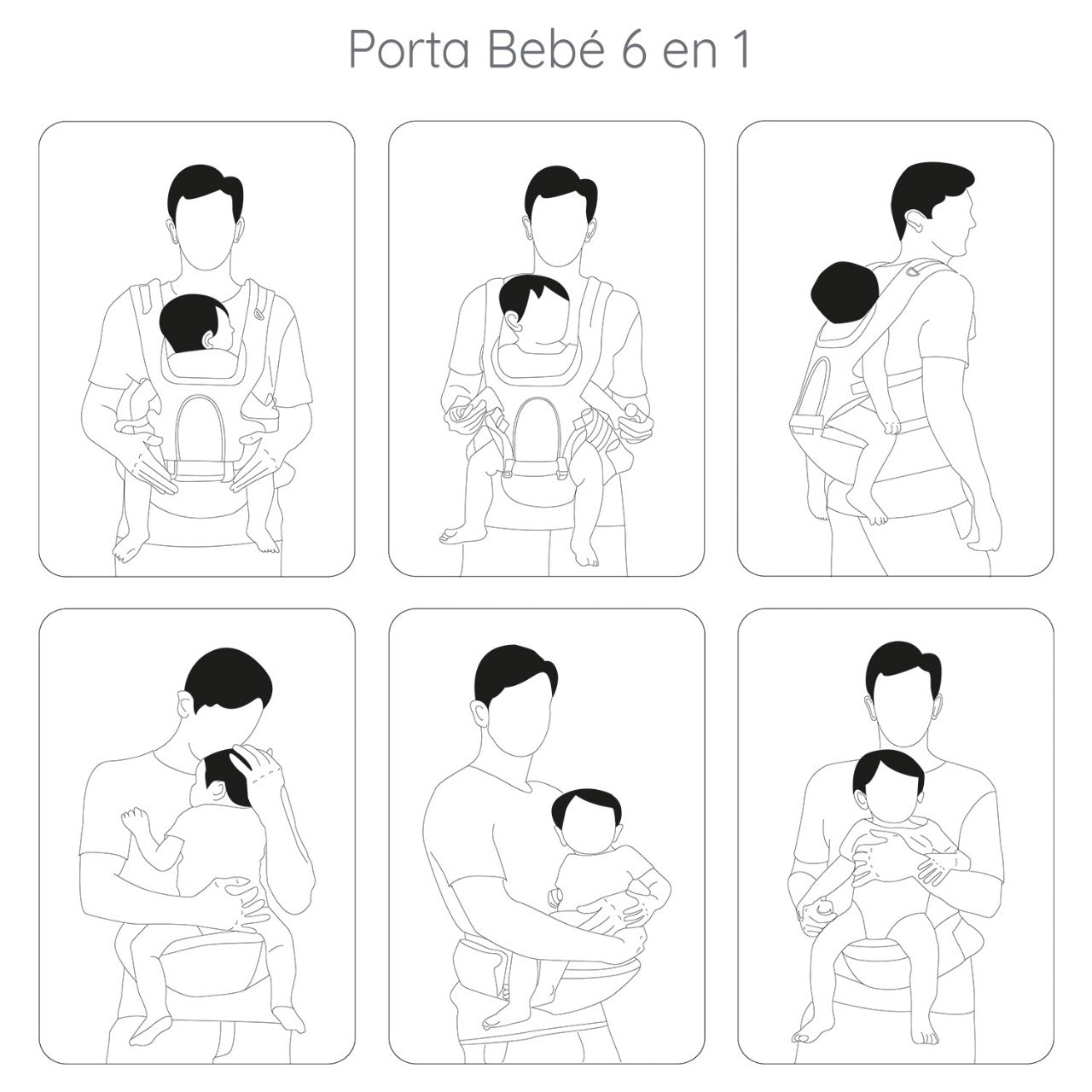 Porta Bebe Arnés con asiento cuidados cadera Hip Seat Gris