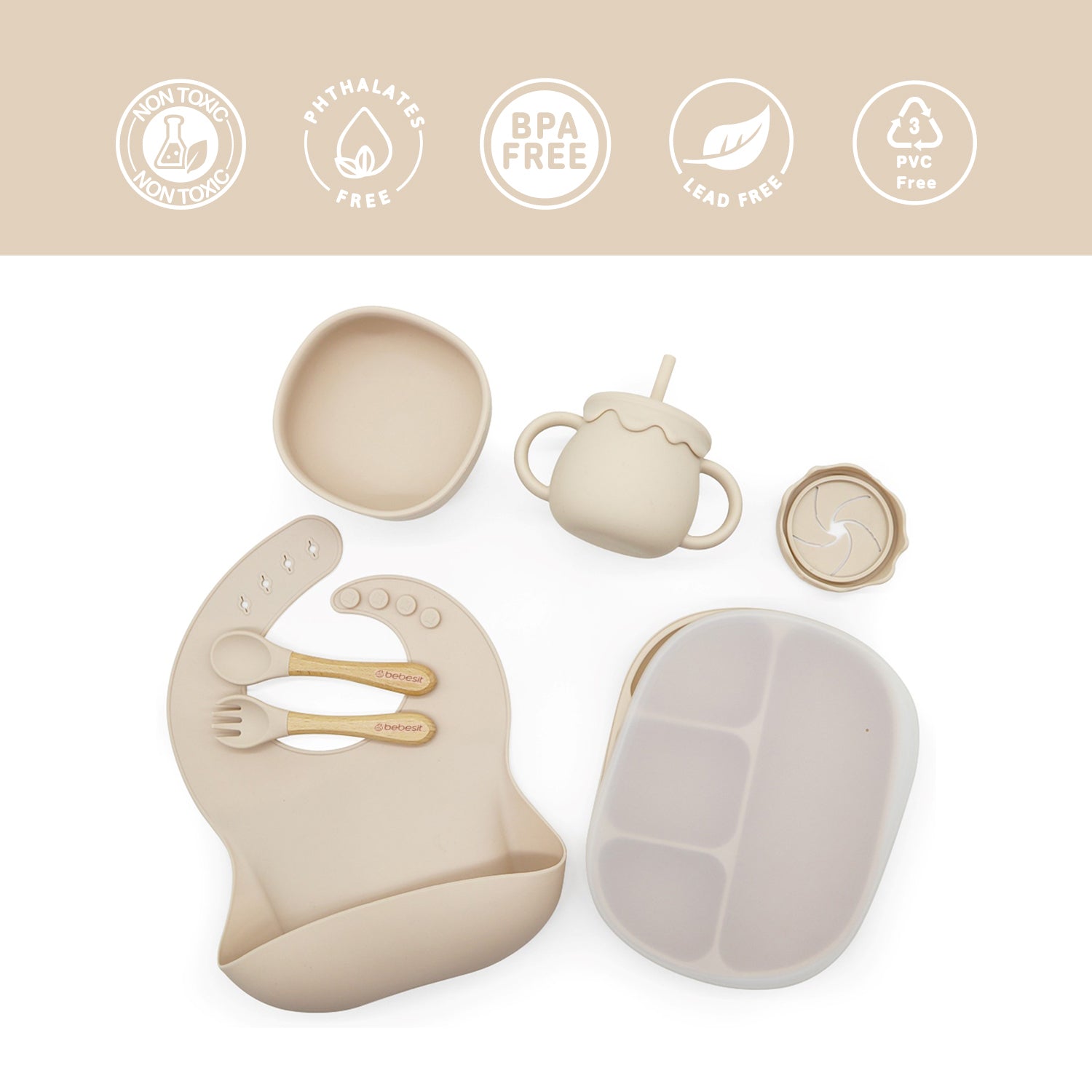 Set Alimentación October Silicona Beige