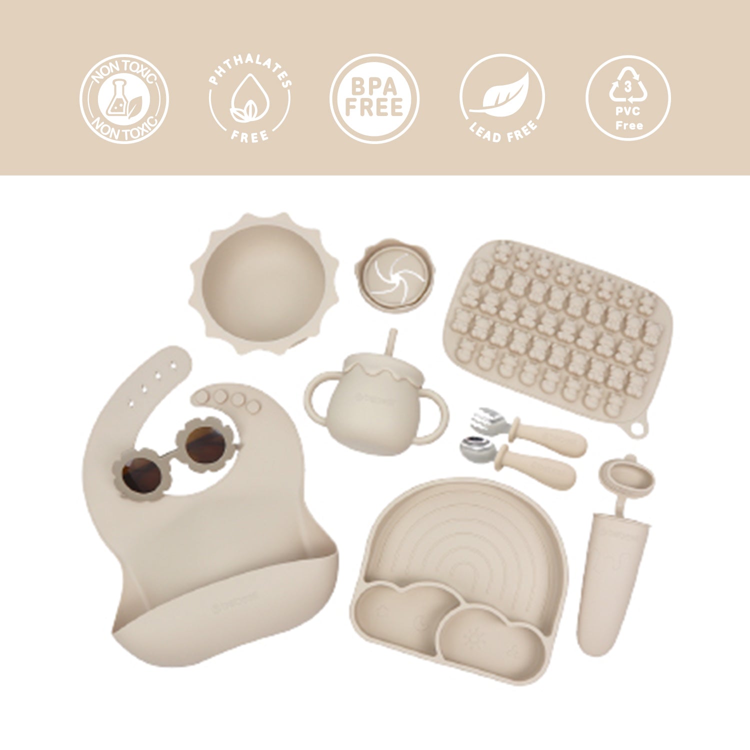 Set Alimentación Summer Silicona Beige