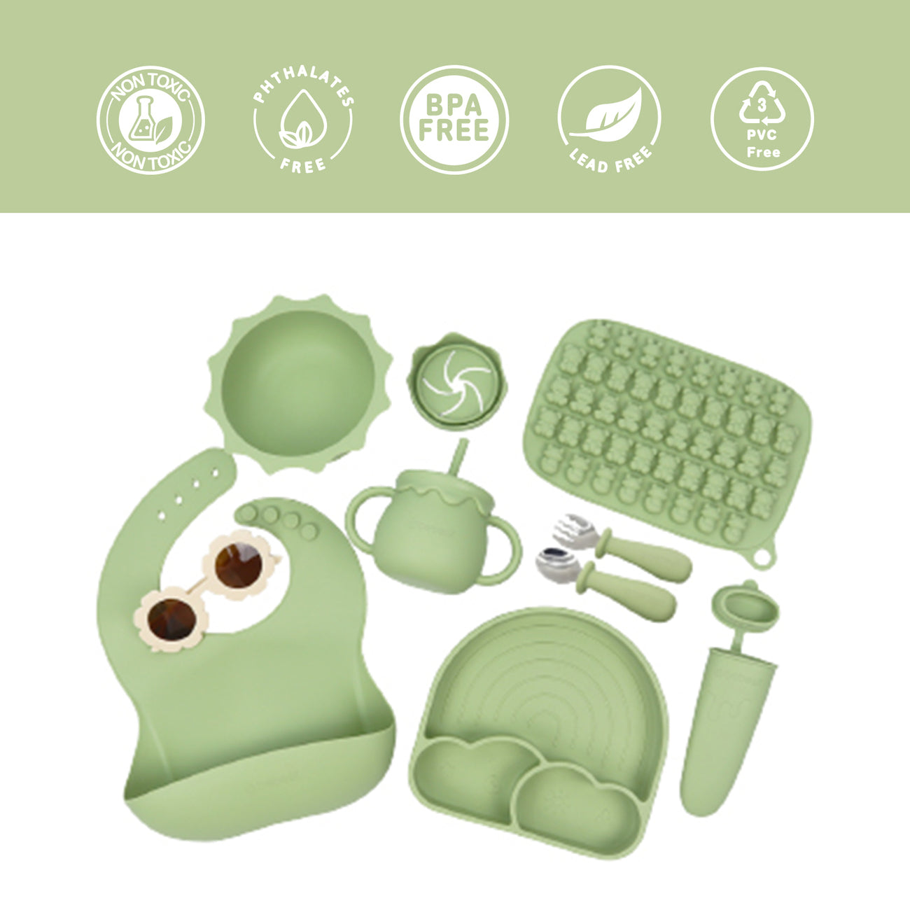 Set Alimentación Summer Silicona Verde