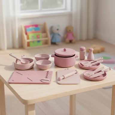 Cocina de Juguete Montessori Silicona Rosada