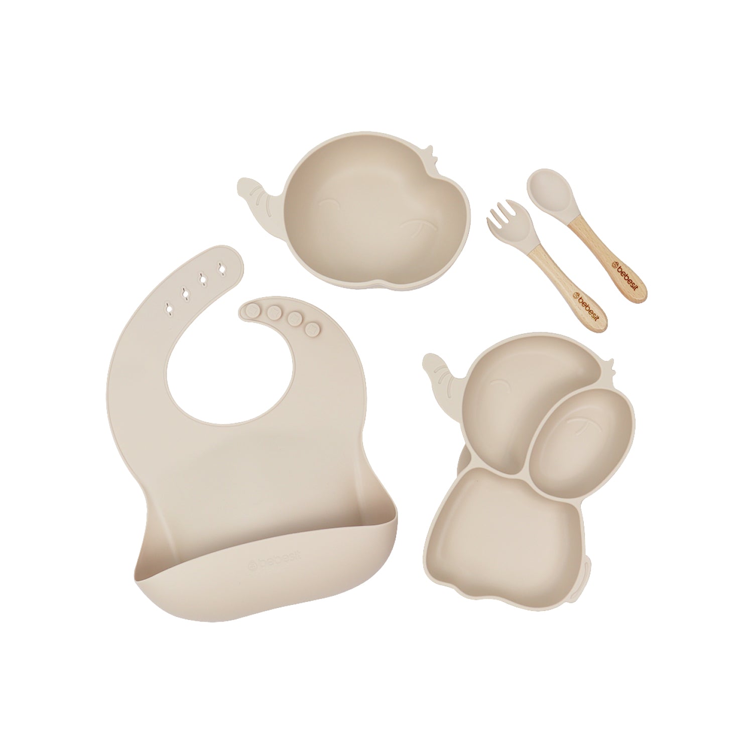 Set Alimentacion Elefante Silicona Beige