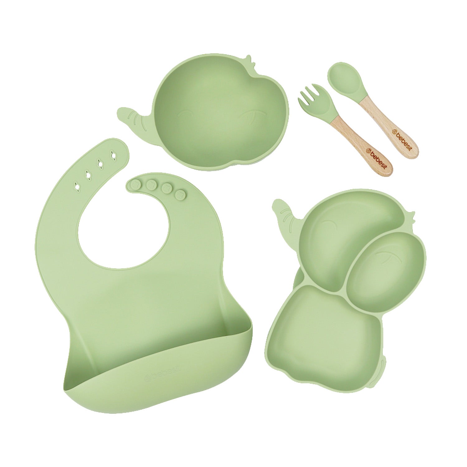 Set Alimentacion Elefante Silicona Verde