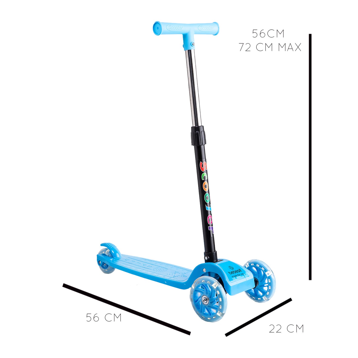 Scooter Monopatín Niño Regulable Plegable XT03 Azul Bebesit