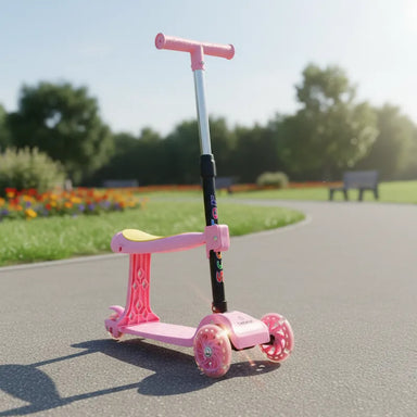 Scooter Monopatín 2 en 1 con Asiento Niña Plegable XT04 Rosa