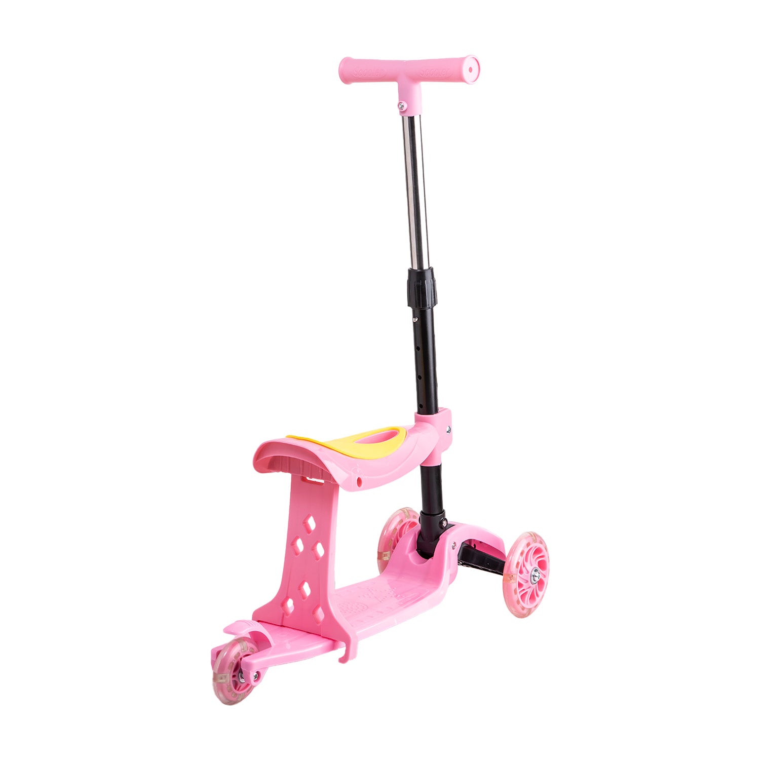 Scooter Monopatín 2 en 1 con Asiento Niña Plegable XT04 Rosa