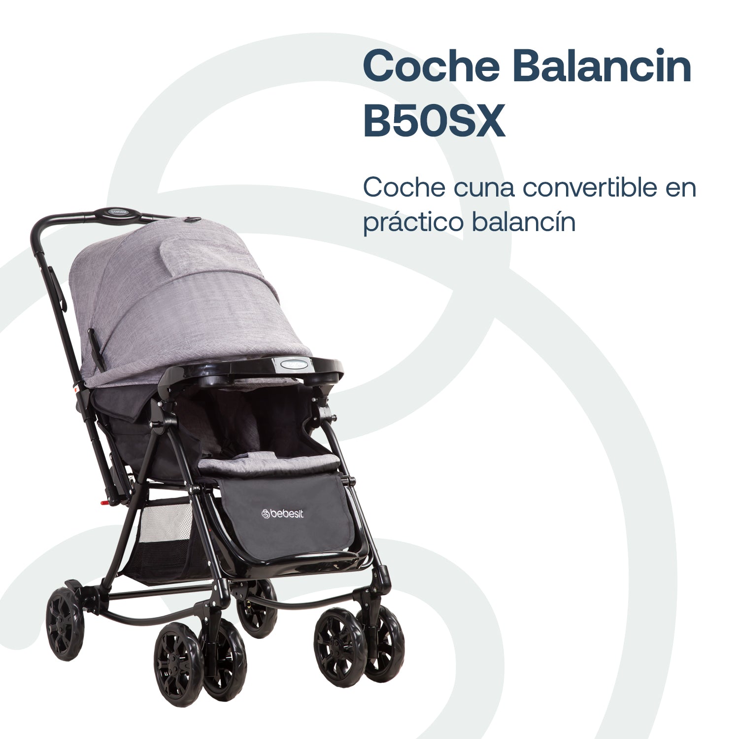 Coche Cuna Paseo Balancin SX Gris Melange