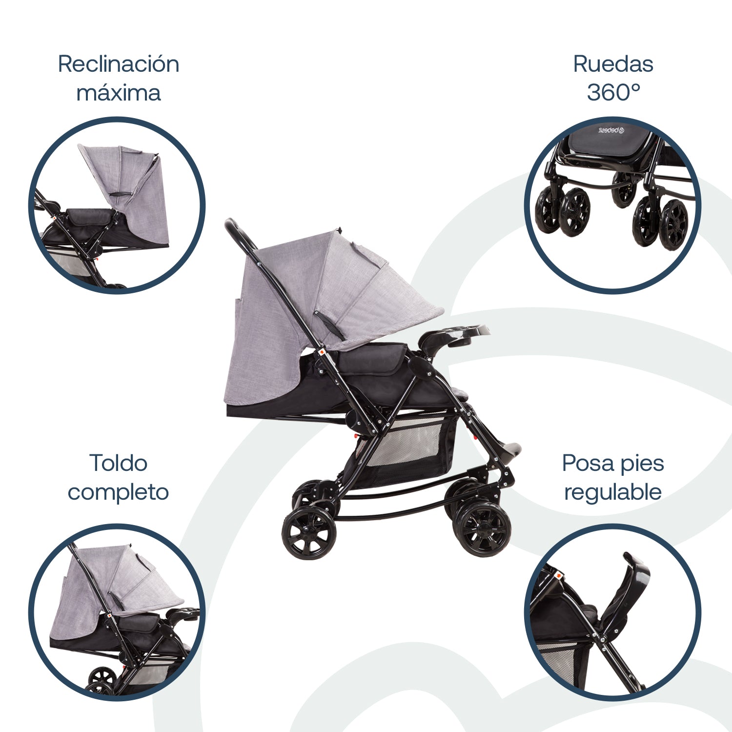 Coche Cuna Paseo Balancin SX Gris Melange