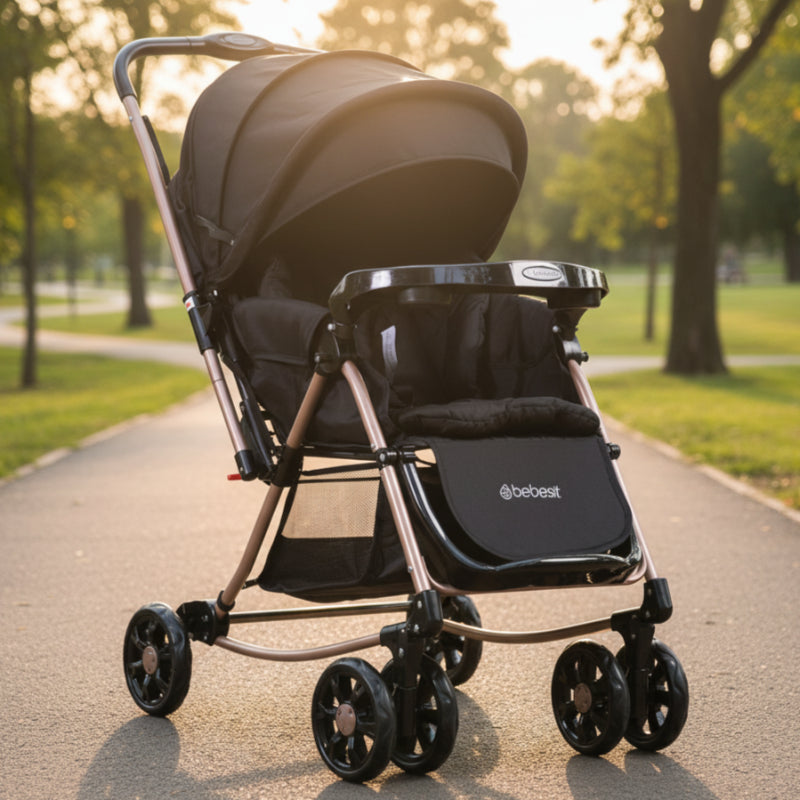 Coche Cuna Paseo Balancin SX Negro Dorado Bebesit