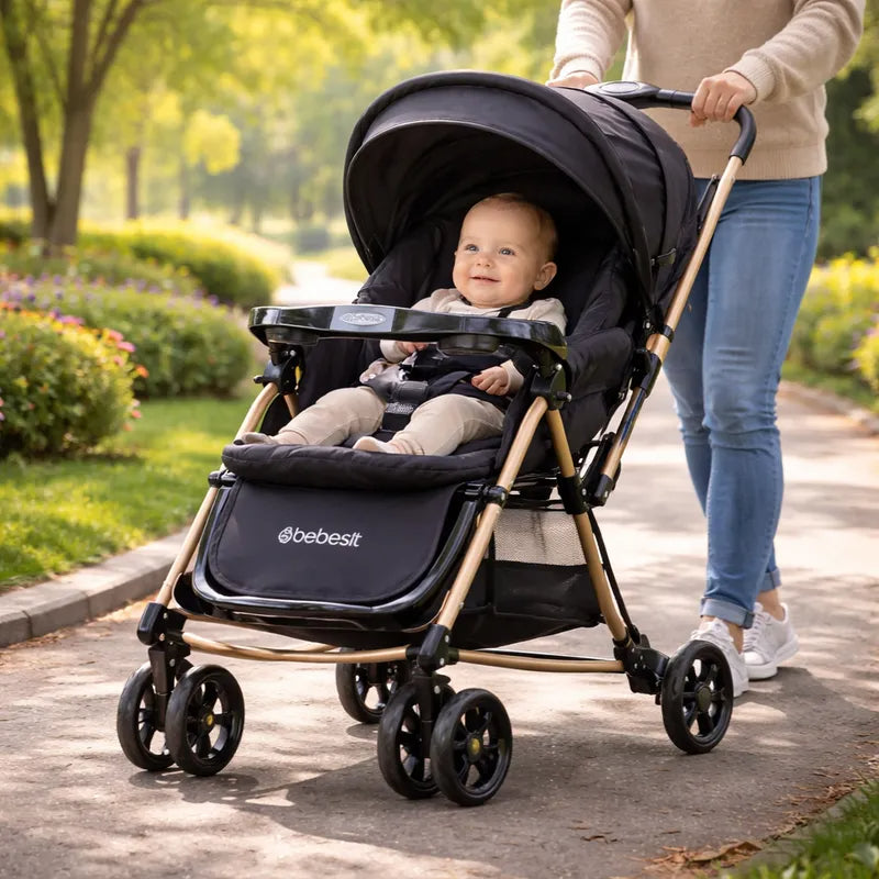 Coche Cuna Paseo Balancin SX Negro Dorado Bebesit