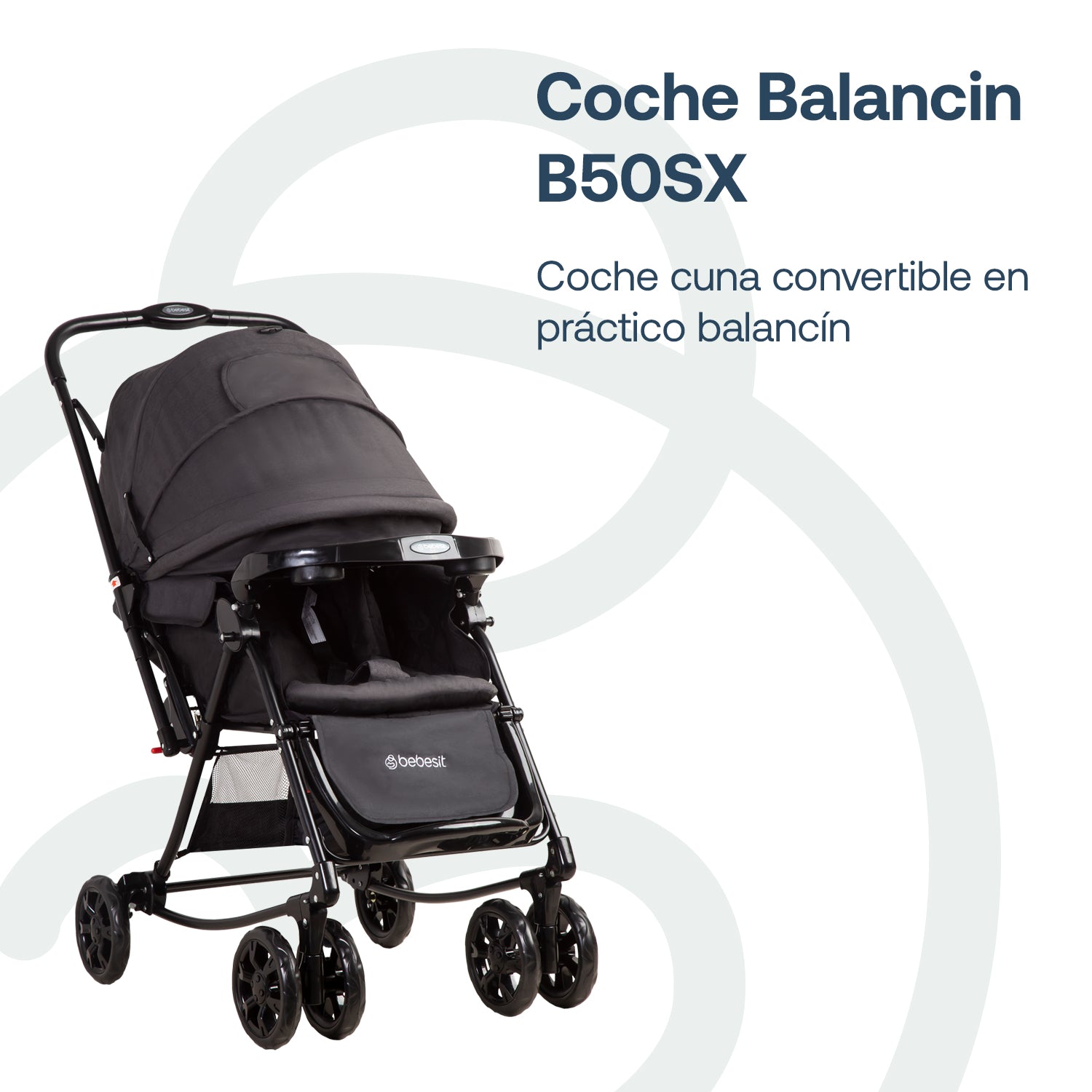 Coche Cuna Paseo Balancin SX Negro Melange