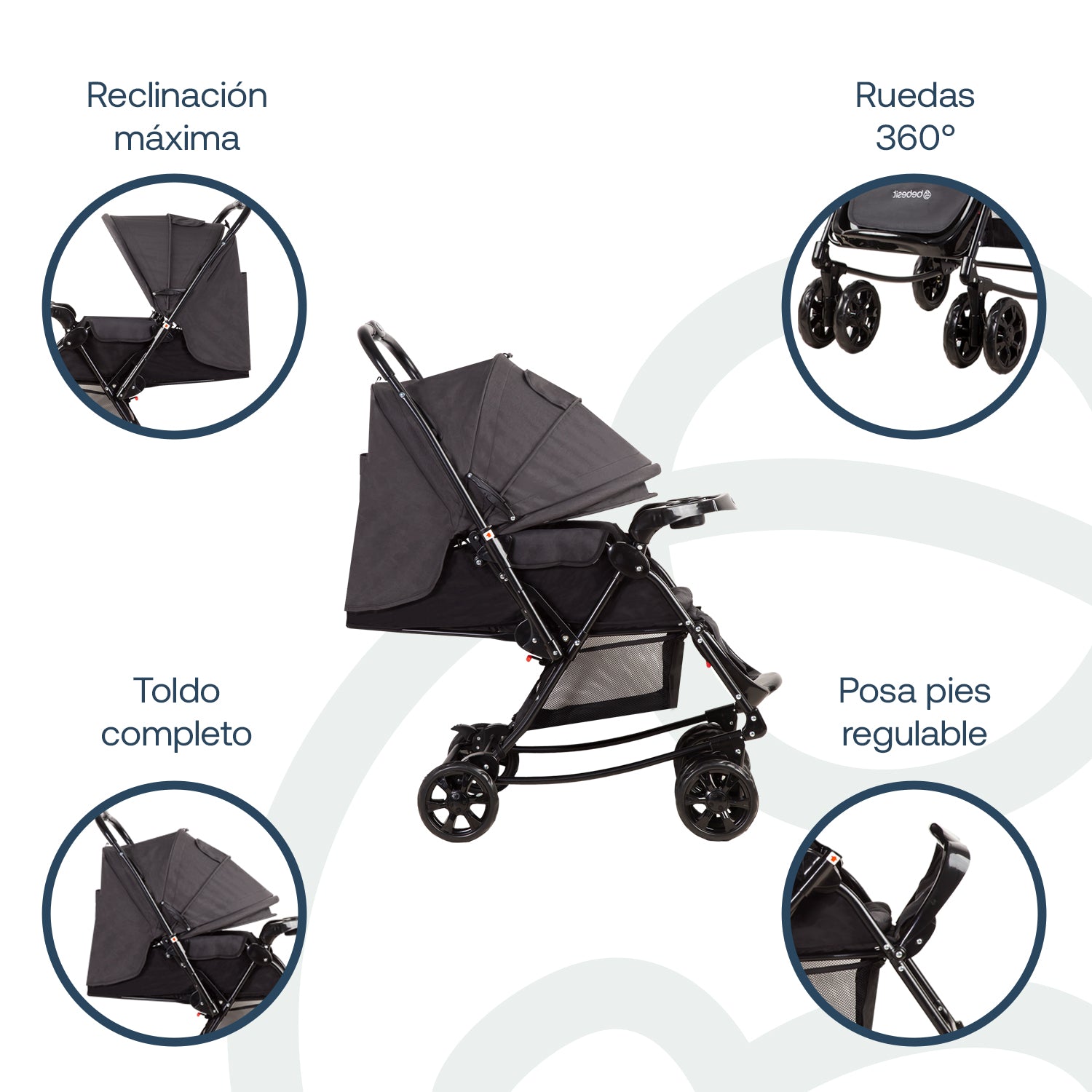 Coche Cuna Paseo Balancin SX Negro Melange