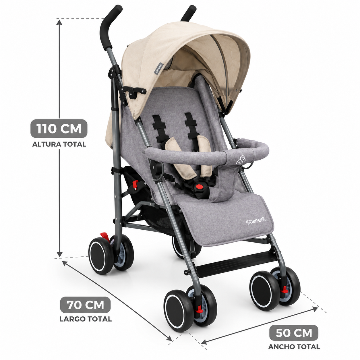 Coche Paragua Clap Melange Beige Gris