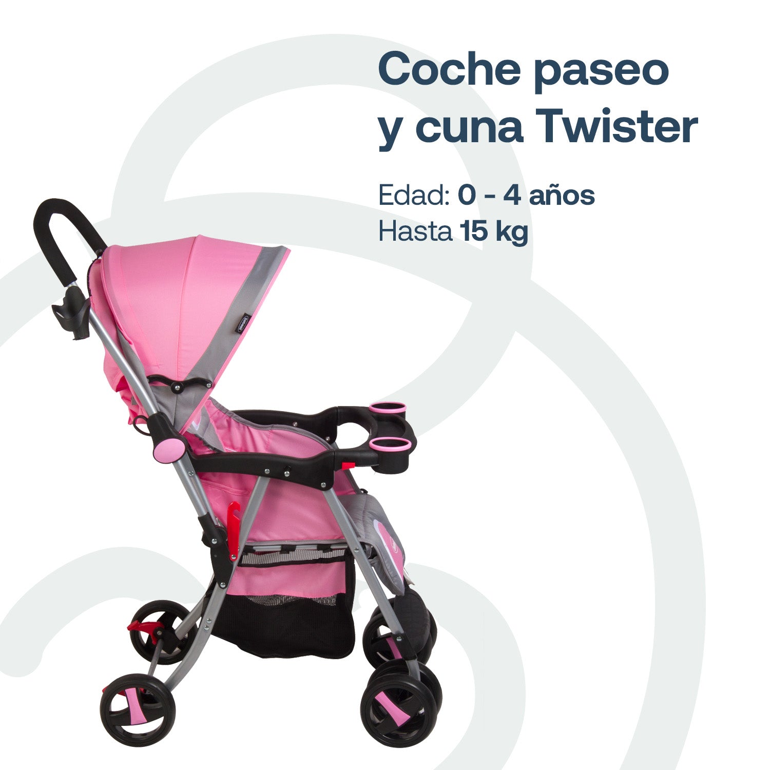 Coche Paseo y Cuna Twister SX Rosa