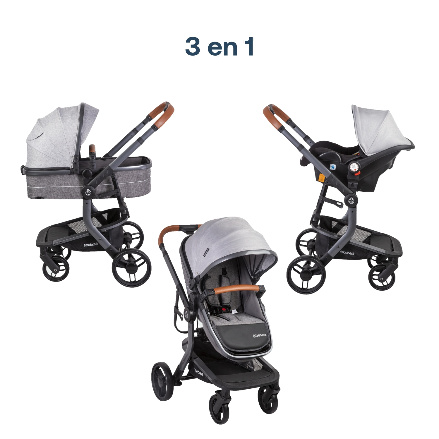 Coche Cuna travel system Taurus Gris