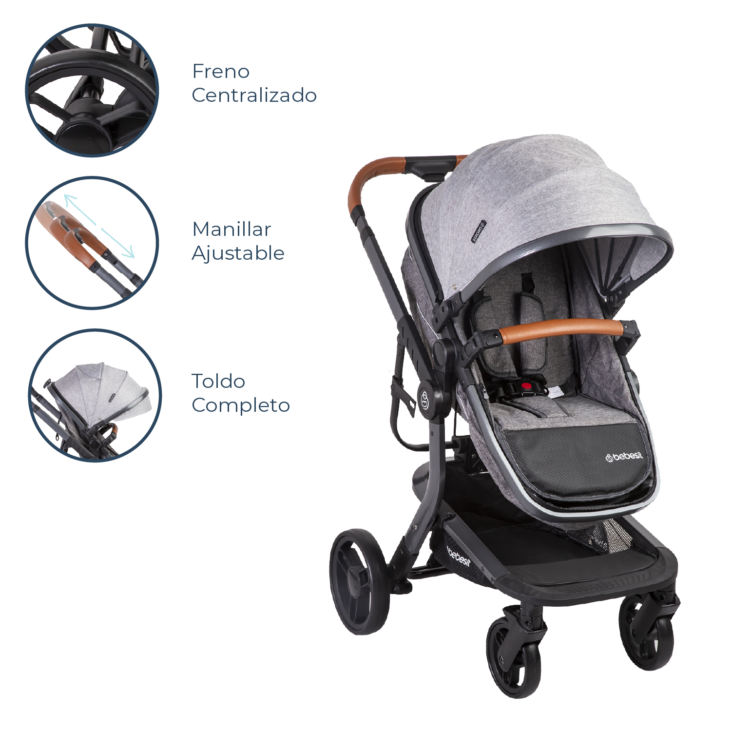 Coche Cuna travel system Taurus Gris