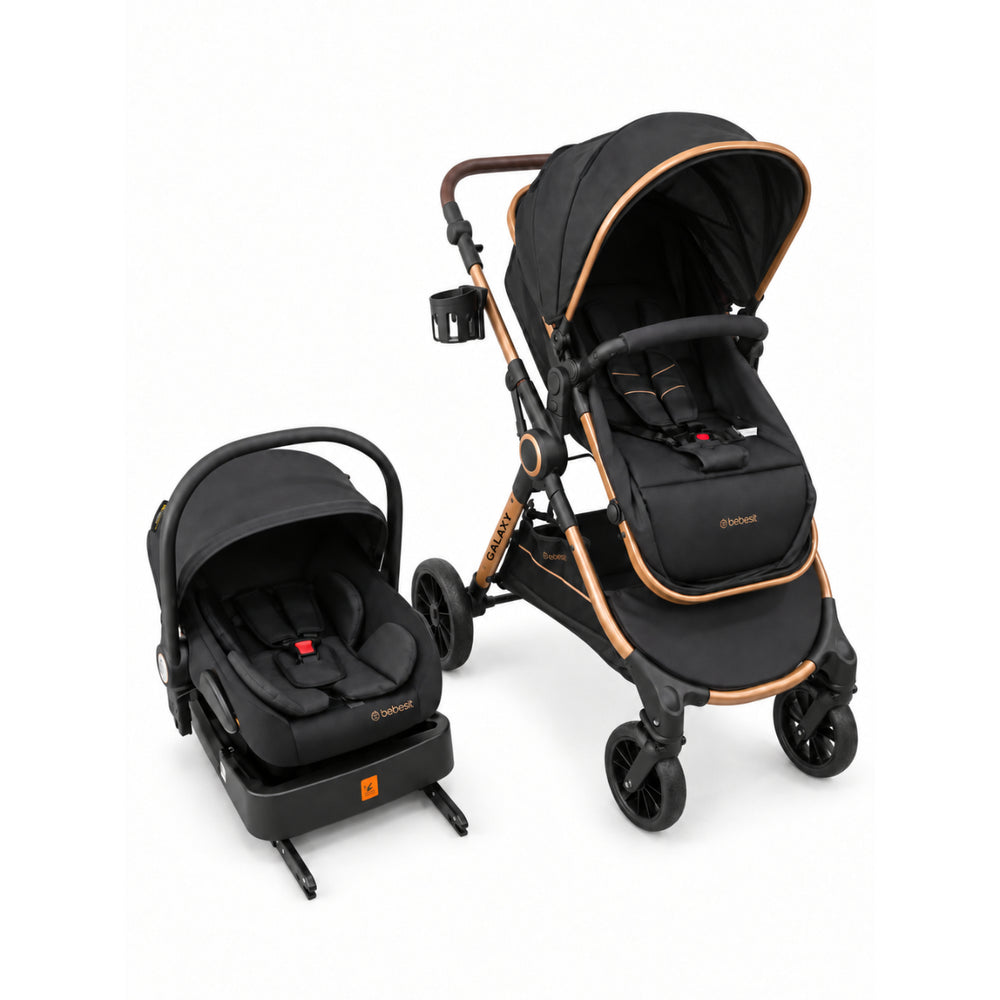 Coche Cuna Travel System Galaxy Isofix Gold Negro