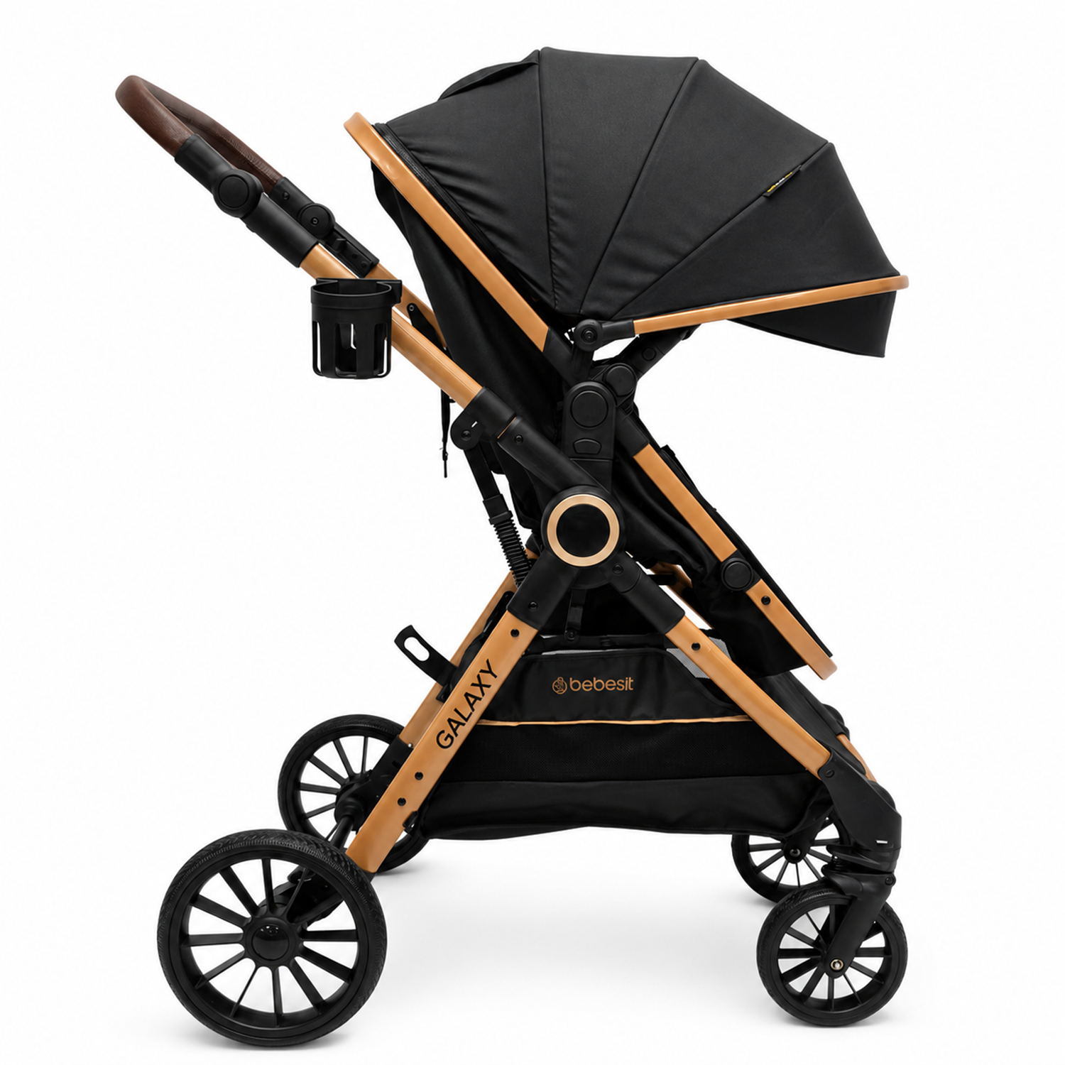 Coche Cuna Travel System Galaxy Isofix Gold Negro