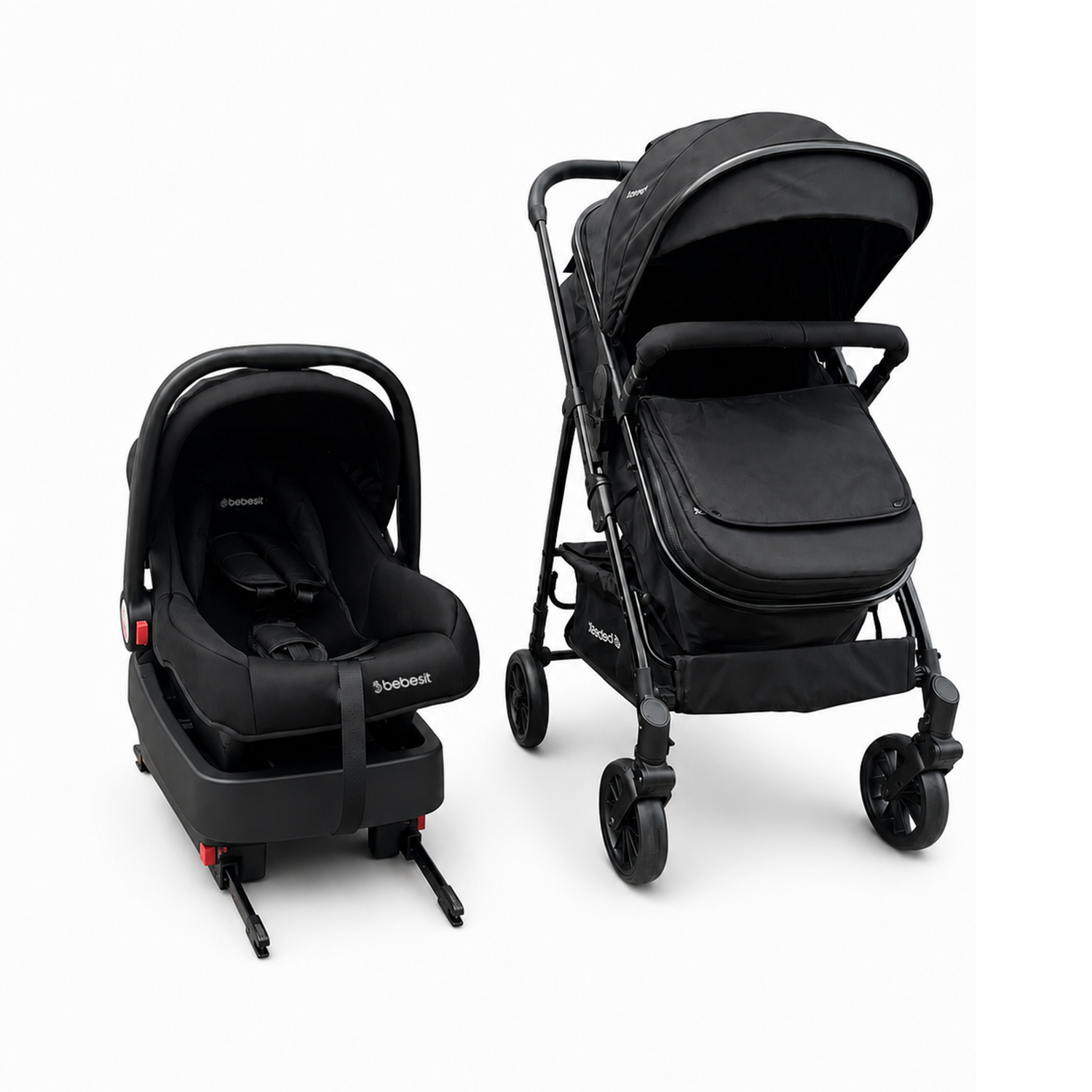 Coche Cuna Travel System Aureo Isofix Negro Bebesit