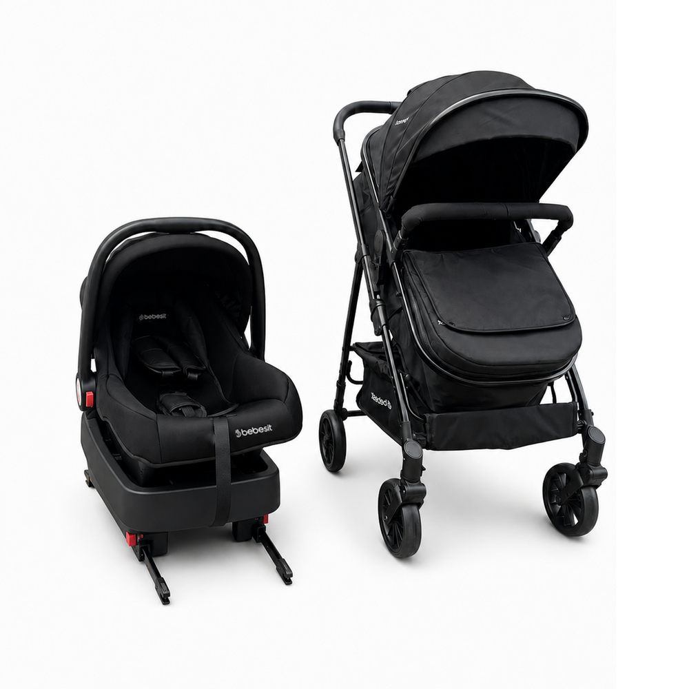 Coche Cuna Travel System Aureo Isofix Negro Bebesit
